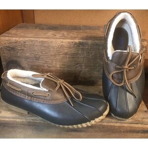 Rubber Boots Womens Size 6 JBU Jambu Gwen Low Top Lace Up Brown Faux Fur Lined